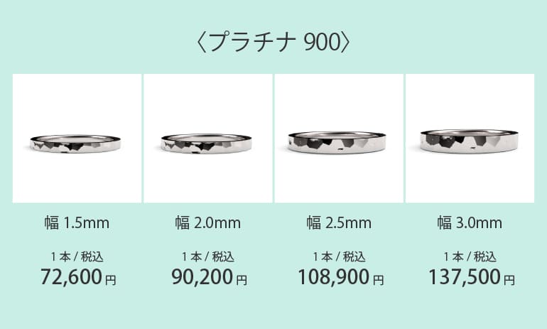 結婚指輪を手作りで作るうつくしみのお店ではプラチナとK18ゴールドをわかりやすく安心価格でご案内しております。