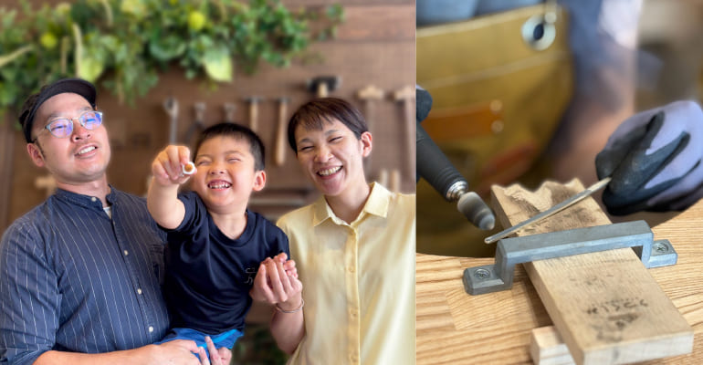 ふたりの絆を形にするペアバングル作り。「うつくしみ長崎店」なら記念日やお互いのイニシャルを刻印した特別なアイテムが手作りできます。デートや記念日旅行の思い出作りにぴったりのワークショップです。