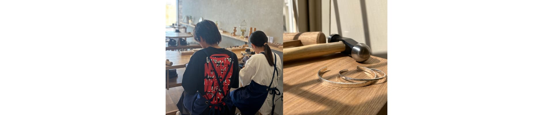 長崎で特別な記念日デートを。「うつくしみ長崎店」の手作りバングル体験は、お互いに作り合ったりお揃いにしたりと、二人だけの特別な時間を過ごせます。落ち着いた空間でこだわりのペアアクセサリーを作りませんか？