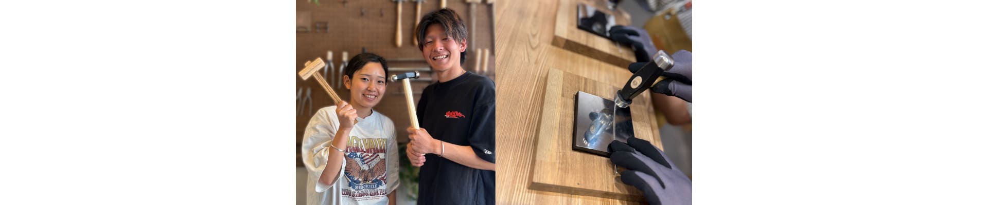 手仕事の温もりと時を刻むアクセサリー。「うつくしみ長崎店」で体験する手作りバングル制作。真鍮やシルバーに刻印を施し、あなただけの物語を形に。長崎での特別なひとときをお楽しみください。